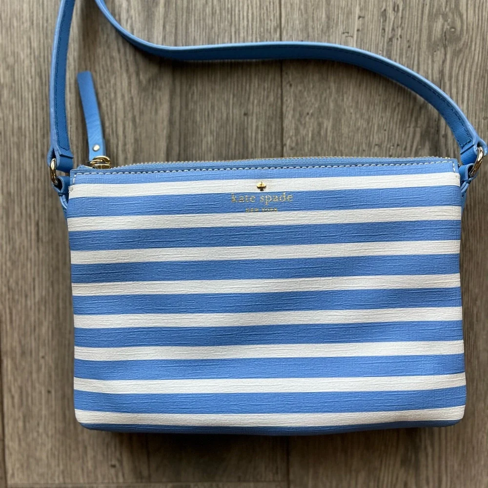 Kate Spade Crossbody Light Blue White Stripes NWOT ♠️